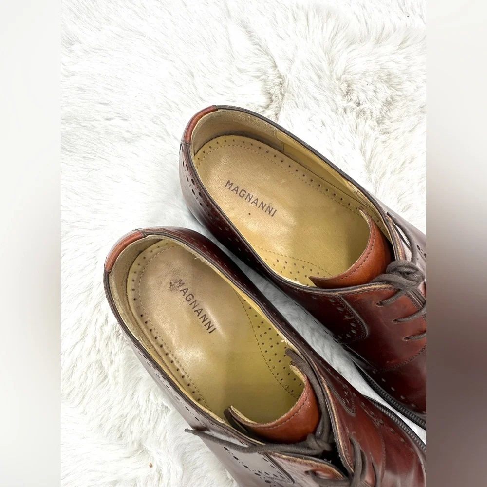 Magnanni Men’s Leather Wingtip Oxford Shoes Size 14 Brown Dress Shoes‎